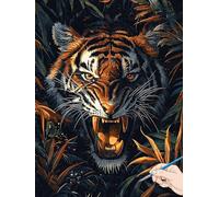 Tiger Paint by Numbers for Adults Animals Painting by Numbers for Aadults Kids, Canvas Oil Paintings with Acrylic Pigment Kits Hobbies for Adults Women for Christmas Decorations Gifts 70x90cm H-11