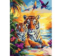 Tiger Paint by Numbers for Adults Animals Painting by Numbers for Aadults Kids, Canvas Oil Paintings with Acrylic Pigment Kits Hobbies for Adults Women for Christmas Decorations Gifts 50x70cm H-37