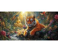 Tiger Paint by Numbers for Adults Beginner, Painting by Numbers Adults No Easel, Without Frame DIY Color Oil Painting Acrylic Paints, Gifts for Women Kits Art Crafts Home Decor 60x120cm/24x48in J0L-95