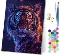 Tiger Paint by Numbers for Adults, Psychedelic Paint by Numbers Kits On Canvas, Easy DIY Color Oil Painting Acrylic Paints with Brushes, Hobbies for Adults Women, Home Wall Decor 16x20 inch 8-7427
