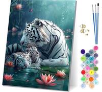 Tiger Paint by Numbers for Adults With Frame, Paint by Numbers Animal, Easy Diy Oil Painting Kits on Canvas with Brushes, Hobbies for Women, Painting for Home Wall Decor Gifts 40x52 inch I-1205