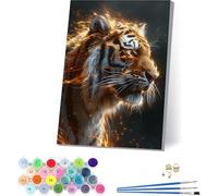 Tiger Paint by Numbers for Adults With Frame, Paint by Numbers Animal, Easy Diy Oil Painting Kits on Canvas with Brushes, Hobbies for Women, for Home Wall Decor, Gifts for Women 16x20in 9-2158