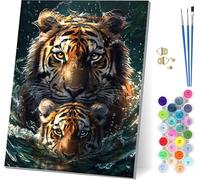 Tiger Paint by Numbers for Adults With Frame, Painting by Numbers for Adults Animal, DIY Acrylic Pigment Drawing Arts and Crafts, Hobbies for Women, for Home Wall Decor Gifts 12x16 inch 4-8144
