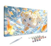 Tiger Paint by Numbers Koi Paint by Numbers for Children 6-12, DIY Painting Kits for Adults Beginners, Acrylic Pigment Painting with Paintbrushes for Women Gifts Decor 18x36 Inch, Without Frame 4L-954