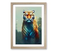 Tiger Painted Vol.1 Framed Print | A2 Oak Framed Wall Art | Ready to Hang | Modern Animal Picture | Living Room Bedroom Lounge Office