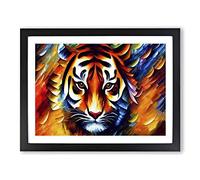 Tiger Painting Vol.1 Abstract Framed Print | A3 Black Framed Wall Art | Ready to Hang | Abstract Animal Picture | Living Room Bedroom Lounge Office