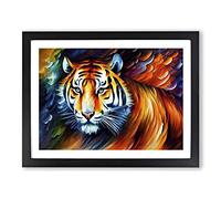 Tiger Painting Vol.3 Abstract H1022 Framed Print for Living Room Bedroom Home Office Décor, Wall Art Picture Ready to Hang, Black A4 Frame (34 x 25 cm)