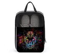 Tiger Panther Animal Print Galaxy Colorful Shoe Bags for Travel Shoe Pouch Waterproof Large Shoes Storage Bag for Men Women, Travel Suitcase Shoe Organizer with Zipper & Mesh for Teens Sport