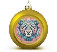 Tiger Pattern Christmas Ball Ornament Shatterproof Hanging Ball Ornaments with String Decorative Christmas Baubles for Xmas Tree Home Wedding Holiday Party Decor Supply