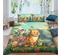 Tiger Pattern Duvet Cover Set Soft Microfiber Bedding Set Comforter Animals Quilt Cover Set with Zipper Closure and 2 Pillow Shams for Teens Adult Room Decor 200x200cm b.2719
