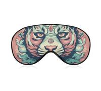 Tiger Pattern Sleep Mask Comfort Travel Eye Masks with Adjustable Elastic Strap Soft Funny Block Light Sleep Eye Cover for Side Sleeper for Nap Men Women Gift