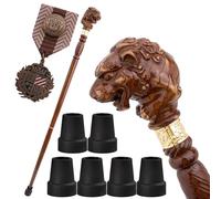 Tiger Pattern Wooden Hiking Cane Scepter, Solid Hardwood Walking Stick, Creative Fashion Cool Gentleman Handmade Cane for Outdoor Use