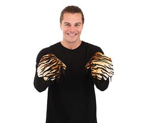Tiger Paw Gloves Realistic Costume Accessory with Soft Fleece, Felt Claws, Detailed Stripes - One Size Fits Most