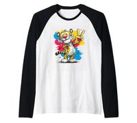 Tiger Peace Sign Retro Pop Character Graphic Art Gesture Raglan Baseball Tee