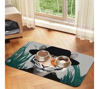 Tiger People Pet Feeding Mat Dog Cat Eating Food Absorbent Leather Tablecloth for and Water Bowl Waterproof No Stains Quick Dry Non-Slip 17.72 * 11.8IN