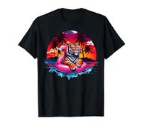 Tiger Pink Flamingo Pool Float Summer Vintage Tigers Lovers T-Shirt