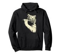 Tiger Playing Flute Funny Feline Animal Musician Flutist Pullover Hoodie