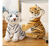 Tiger Plush Toy Cushion,23 cm Simulation Tiger Plush Toy,Jungle Animals Figures Tigers Decorative,Lifelike Tigers Stuffed Animals Kids Toys Hug Stuffed Animal for Boys,Girls,Children (Yellow)