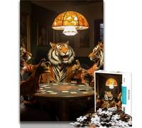Tiger Poker Adult Puzzles 1000 Pieces,Help The Brain Exercise Addictive Toys to Cultivate Patience Unique Challenge Game (50x75cm)