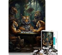Tiger Poker Jigsaw Puzzles for Teenagers 1000 Jigsaws,Challenging To Complete But Fun And Humorous Birthday Present,Gifts,Wall Art (38x26cm)