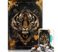 Tiger Poker Puzzles for Teenagers 1000 Pieces,Help The Brain Exercise Addictive Toys to Cultivate Patience Great Gift (38x26cm)
