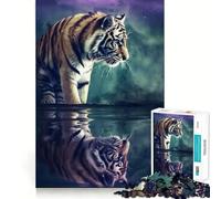Tiger Pond Reflection Jigsaw 1000 Pieces for Teenagers Mind Exercise Toy Relaxing Fun Design Assembly Perfect Present 38x52cm