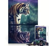 Tiger Pond Reflection Jigsaw 1000 Pieces for Teenagers Mind Exercise Toy Relaxing Fun Design Assembly Perfect Present 38x52cm