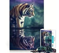 Tiger Pond Reflection Jigsaw 1000 Pieces for Teenagers Mind Exercise Toy Relaxing Fun Design Assembly Perfect Present 50x75cm