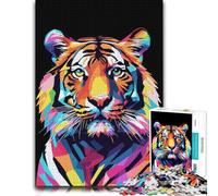 Tiger Pop Art Illustrated Wooden Puzzle, Adults, 1000 Pieces | A hands-on home pastime - steady puzzle progress in spare time.