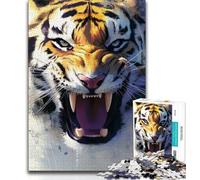 Tiger Portrait Adult Jigsaws 1000 Pieces Difficult,Decompressing Intellectual Educational Toy Suitable for Desktop Decoration (38x26cm)