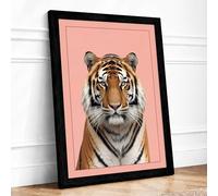 Tiger Portrait Framed Wall Art Print A4 Black