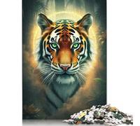 Tiger Portrait Golden Halo Puzzles for Adults 500 Piece Puzzle for Teenager Age 12 Years Up Christmas Eve Gifts 500pcs (52x38cm)