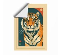 Tiger Portrait Japandi Unframed Wall Art Print A4 (29.7×21cm), Wall Decor for Living Room, Bedroom, Office & Home, Art Gift
