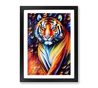 Tiger Portrait No.4 Framed Print for Living Room Bedroom Home Office Décor, Wall Art Picture Ready to Hang, Black A4 Frame (34 x 25 cm)