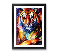 Tiger Portrait No.5 Framed Print | A4 Black Framed Wall Art | Ready to Hang | Modern Animal Picture | Living Room Bedroom Lounge Office