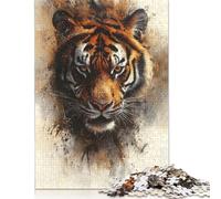 Tiger Portrait Puzzle for Adults And Teenagers 500 Pieces Wooden Puzzles for Adults & Teenager Family Activity Jigsaw Puzzles 500pcs (52x38cm)