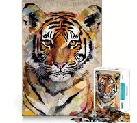 Tiger Portrait Torn Paper Adults Puzzles 1000 Piece Jigsaws Reason Skill Toy Slow Enjoy Exact Cut Art Collection Piece 50x75cm