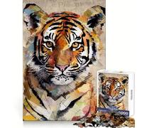 Tiger Portrait Torn Paper Adults Puzzles 1000 Piece Jigsaws Reason Skill Toy Slow Enjoy Exact Cut Art Collection Piece 50x75cm