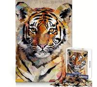 Tiger Portrait Torn Paper Jigsaws 1000 Pieces for Adults Mind Exercise Toy Stress Relief Design Assembly Elegant Gift 38x26cm