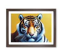 Tiger Portrait Vol.1 Framed Print | A4 Walnut Framed Wall Art | Ready to Hang | Modern Animal Picture | Living Room Bedroom Lounge Office