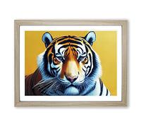 Tiger Portrait Vol.1 H1022 Framed Print for Living Room Bedroom Home Office Décor, Wall Art Picture Ready to Hang, Oak A4 Frame (34 x 25 cm)