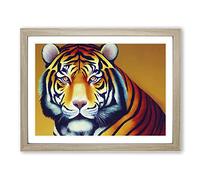 Tiger Portrait Vol.2 H1022 BLK Framed Print for Living Room Bedroom Home Office Décor, Wall Art Picture Ready to Hang, Oak A4 Frame (34 x 25 cm)