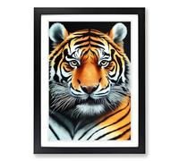 Tiger Portrait Vol.5 Framed Print | A2 Black Framed Wall Art | Ready to Hang | Modern Animal Picture | Living Room Bedroom Lounge Office