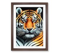 Tiger Portrait Vol.5 Framed Print | A2 Walnut Framed Wall Art | Ready to Hang | Modern Animal Picture | Living Room Bedroom Lounge Office