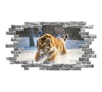 Tiger Pounce Grey Brick 3D Hole in The Wall Sticker