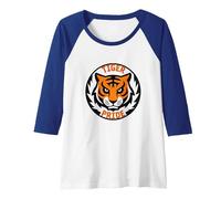 Tiger Pride: Fierce Feline Mascot for Sports Fans Raglan Baseball Tee, Women, Royal Blue/White, S