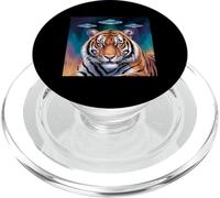 Tiger Print Alien UFOs Tiger Decor Blue Tiger Costume Adult PopSockets PopGrip for MagSafe