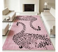 Tiger Print Area Rug,Vintage Style, Non-Slip Washable Carpet Low Pile Mat for Hallway Bedroom Beside Living Room Decor Black, Pink, 80 x 150cm