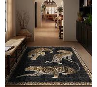 Tiger Print Area Rug,Vintage Style, Non-Slip Washable Carpet Low Pile Mat for Hallway Bedroom Beside Living Room Decor Yellow-brown, black, 120 x 150cm