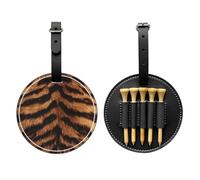 Tiger Print Golf Tee Holder Animal Leather Golf Tee Organizer Bag for Women Men Water-Resistant Great Gifts for Golfer Lovers